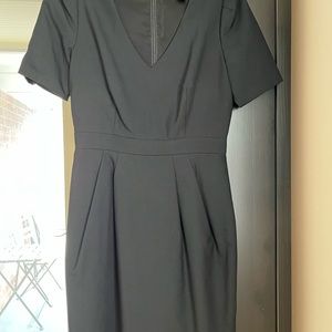 J. Crew super 120s wool little black dress. Short sleeve and V neck. Size 2P